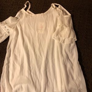 Sheer white cold shoulder top